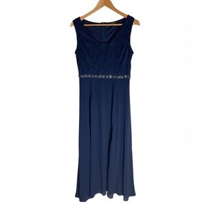 D2- Women’s Size Large Formal Evening Elegant Navy Blue Sleeveless Dress